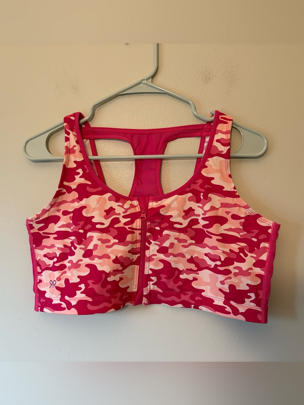 Ruby Ribbon Pink Camo Front-Zip Sports Bra, Size 42 Women’s, Style 1781